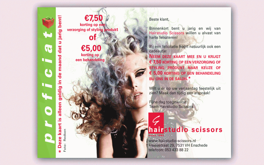 Hairstudio Scissors – aktiekaart verjaardag