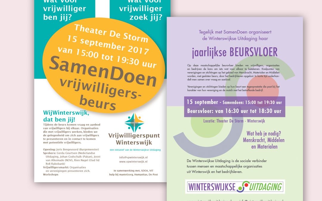 Flyer WWUitdaging en Vrijwilligerspunt, Samendoen beursvloer