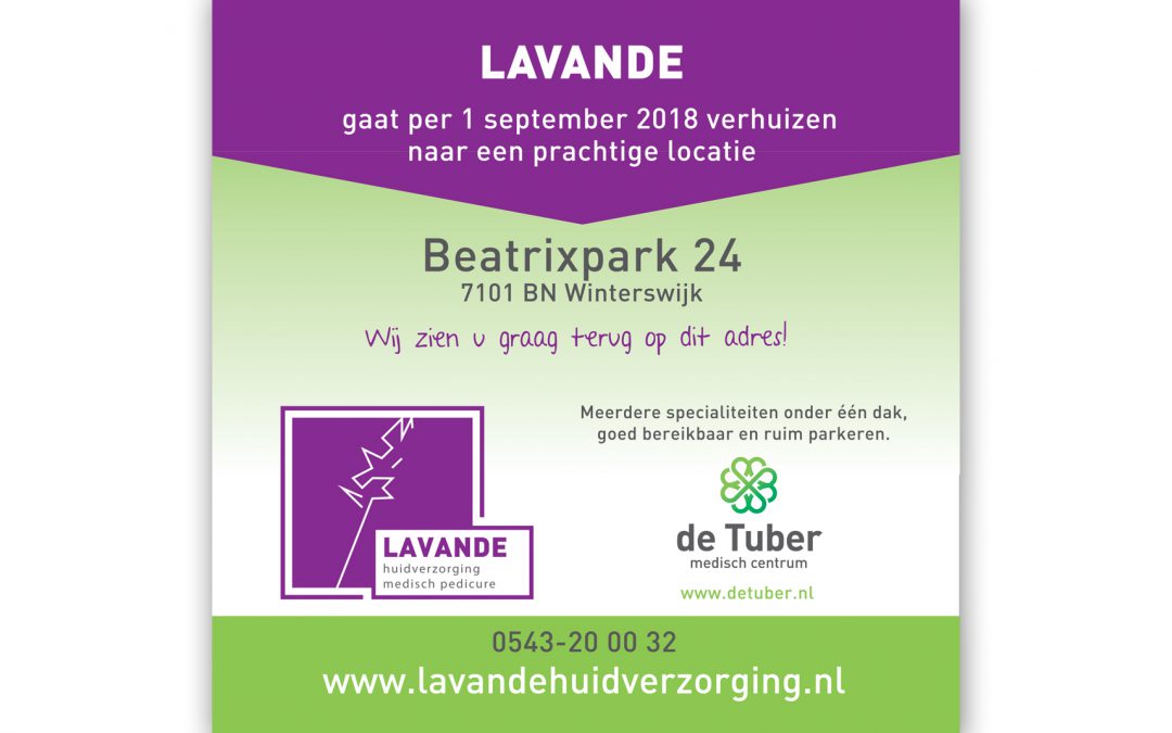 Verhuiskaart Lavande Huidverzorging en medisch pedicure
