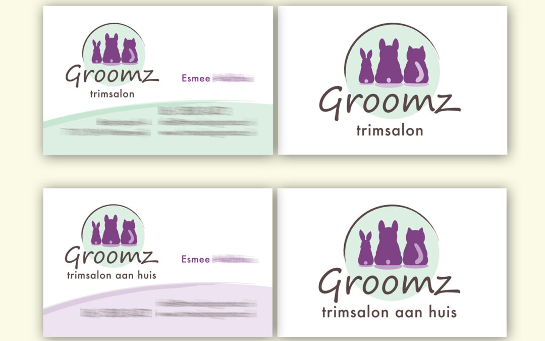 Trimsalon Groomz logo en visitekaart ontwerp