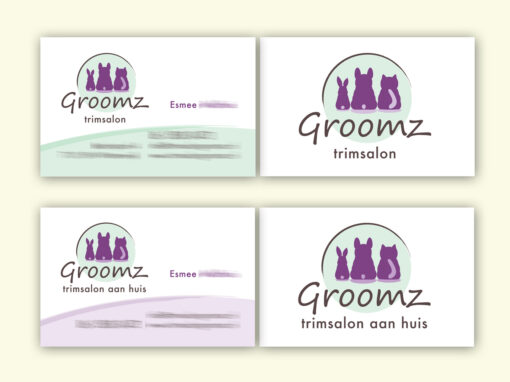 Trimsalon Groomz logo en visitekaart ontwerp