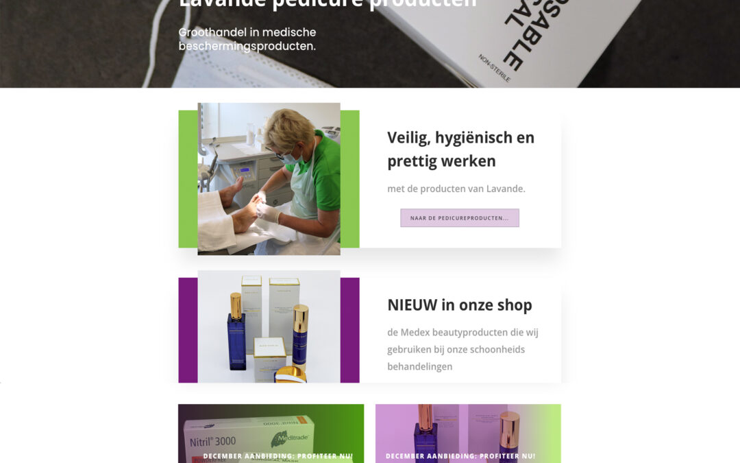 Lavandepedicureproducten webshop ontwerp en ontwikkeling, fotografie