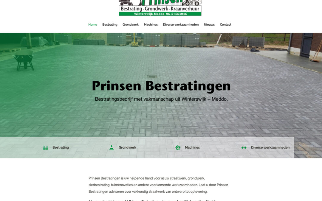 Prinsen Bestratingen nieuwe website en kleine opfrisbeurt van bestaand logo