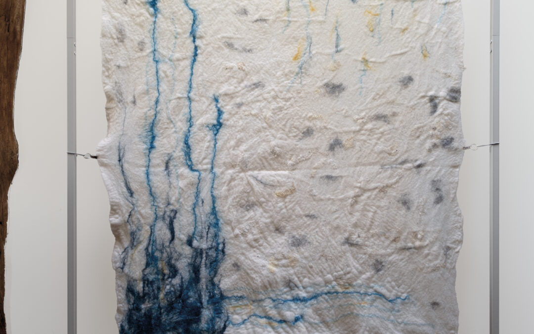 Viltschilderij doek met blauw