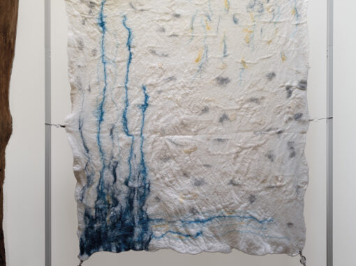 Viltschilderij doek met blauw