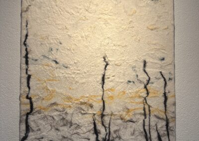 Vilt artpaneel met geel en blauw