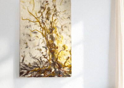 Viltschilderij herfstboom in oker