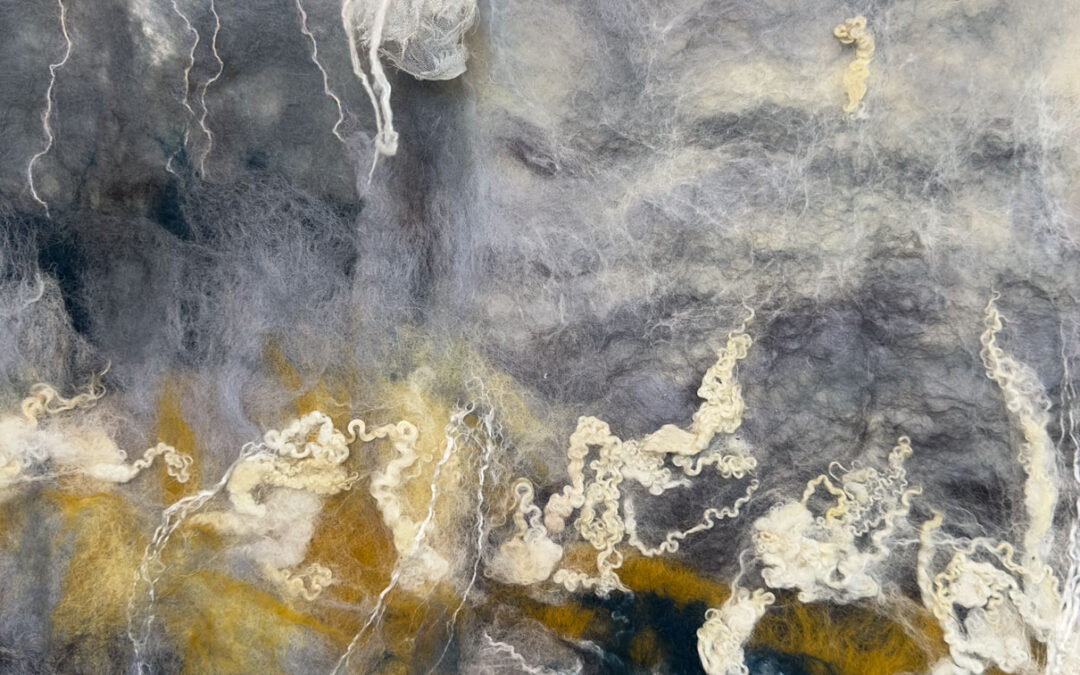 Viltschilderij Storm blauw-geel