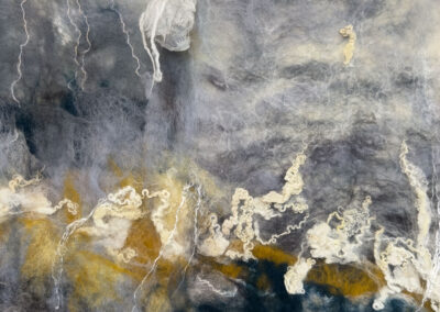 Viltschilderij Storm blauw-geel