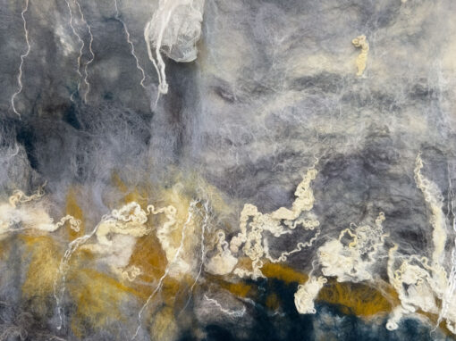 Viltschilderij Storm blauw-geel